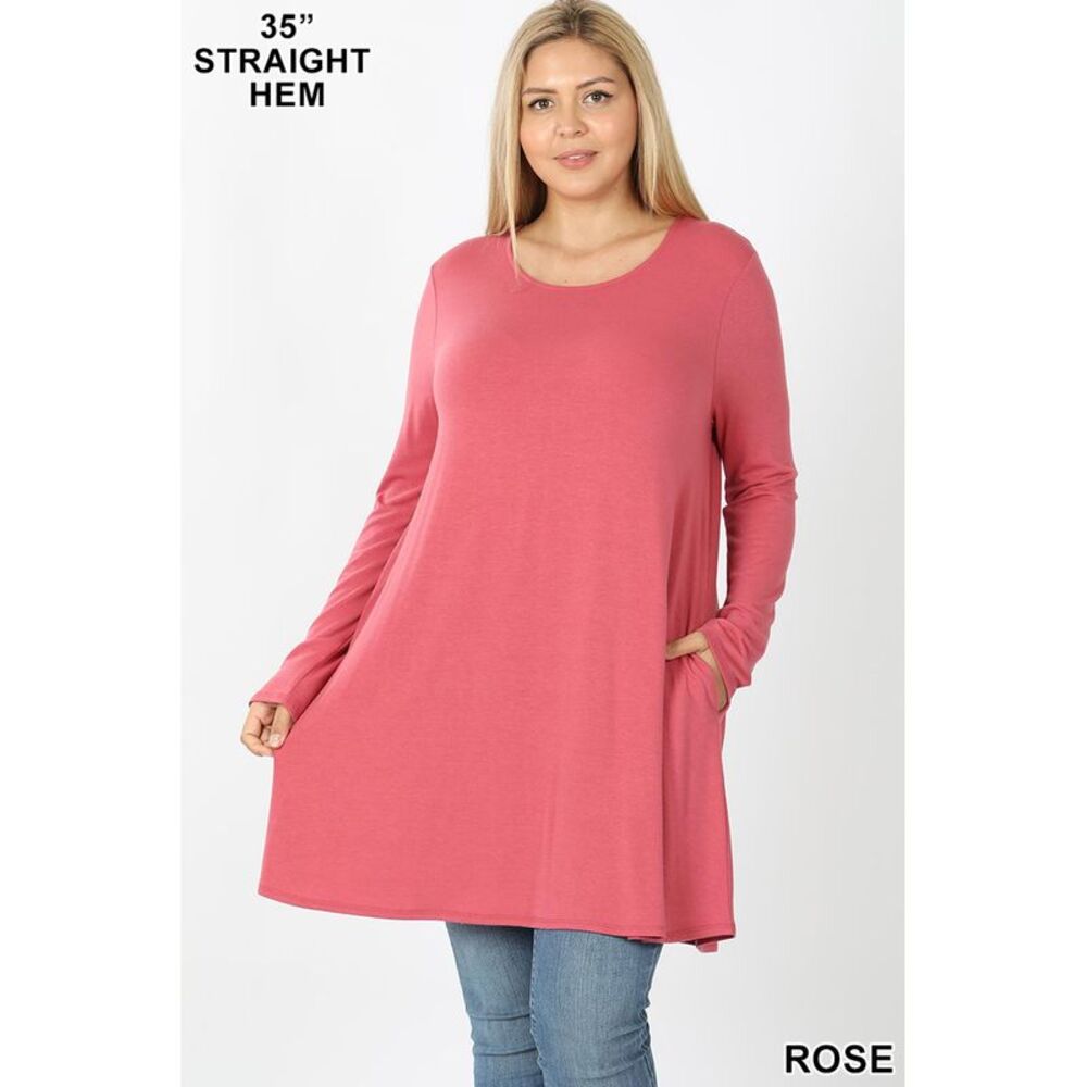 World of Leggings Long Sleeve Plus Size Swing Tunic with Pockets